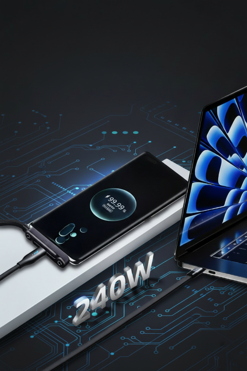 CordPro Android Charger - Blue Electronics Background